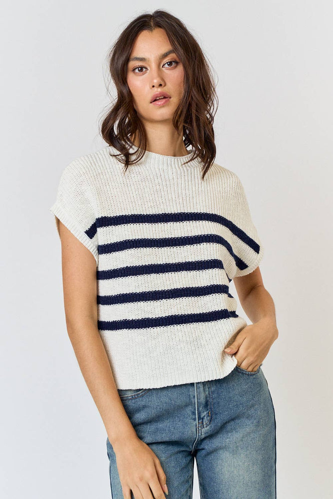Black Striped Sweater Top
