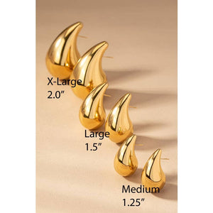 Gold Teardrop Large Earrings
