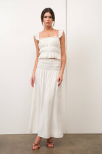 White Ruched Maxi Skirt