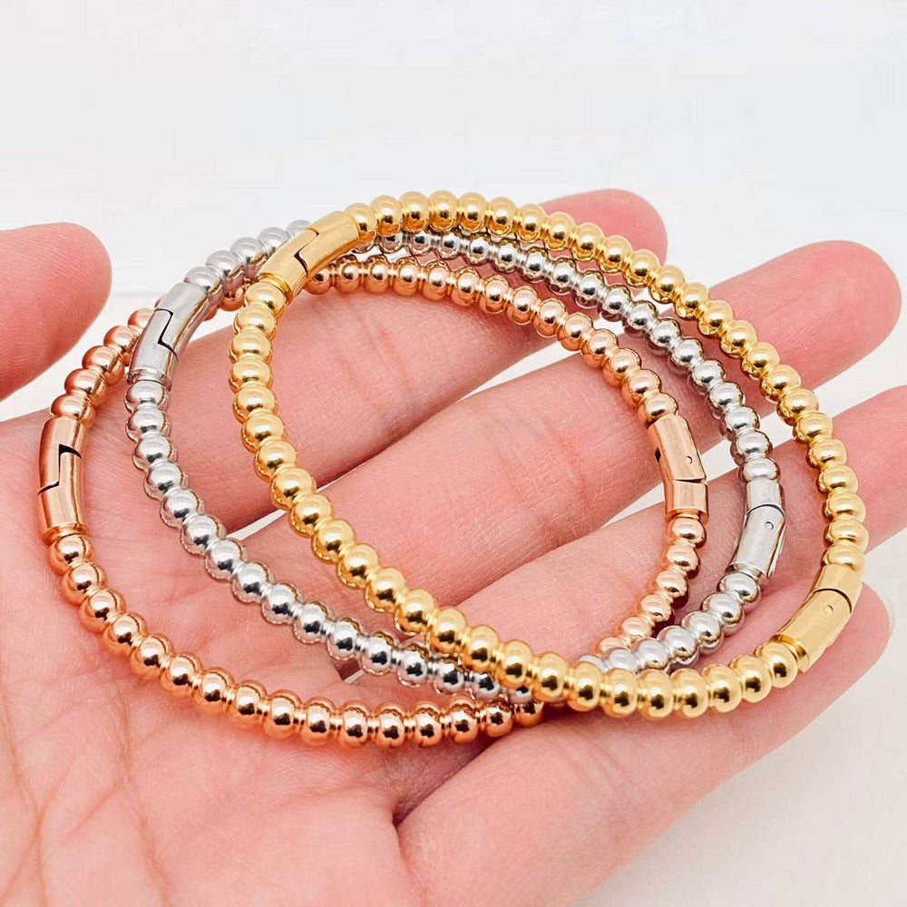 4mm Beads Snap Bangle