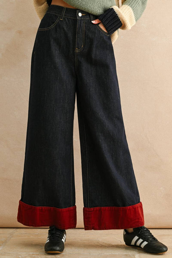 Indigo Red Cuff Denim