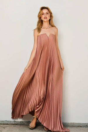 Moonglade Pleated Maxi Column Dress