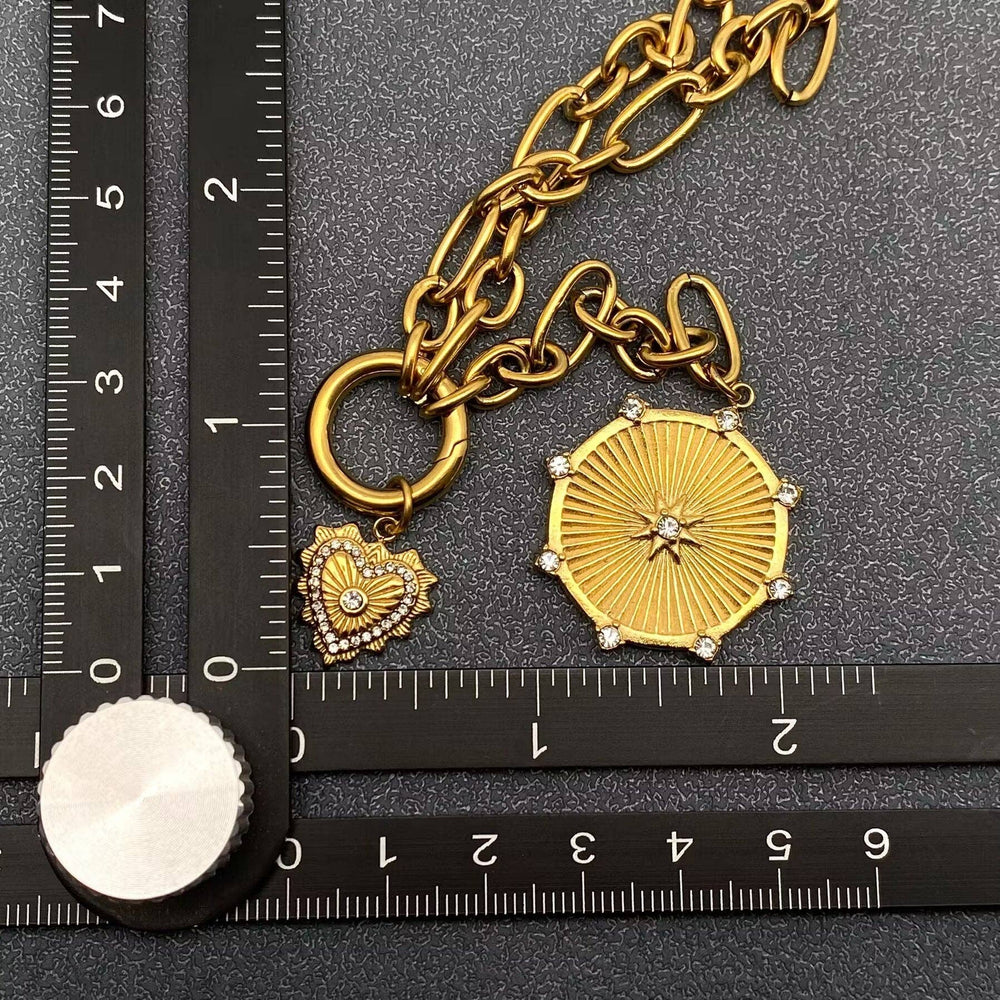 Sun & Heart Charm 18K Gold Plated Y-neck Chain