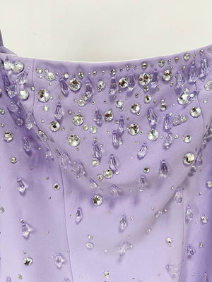 Square Neck Lilac Gown with Hand-Beaded Diamonds