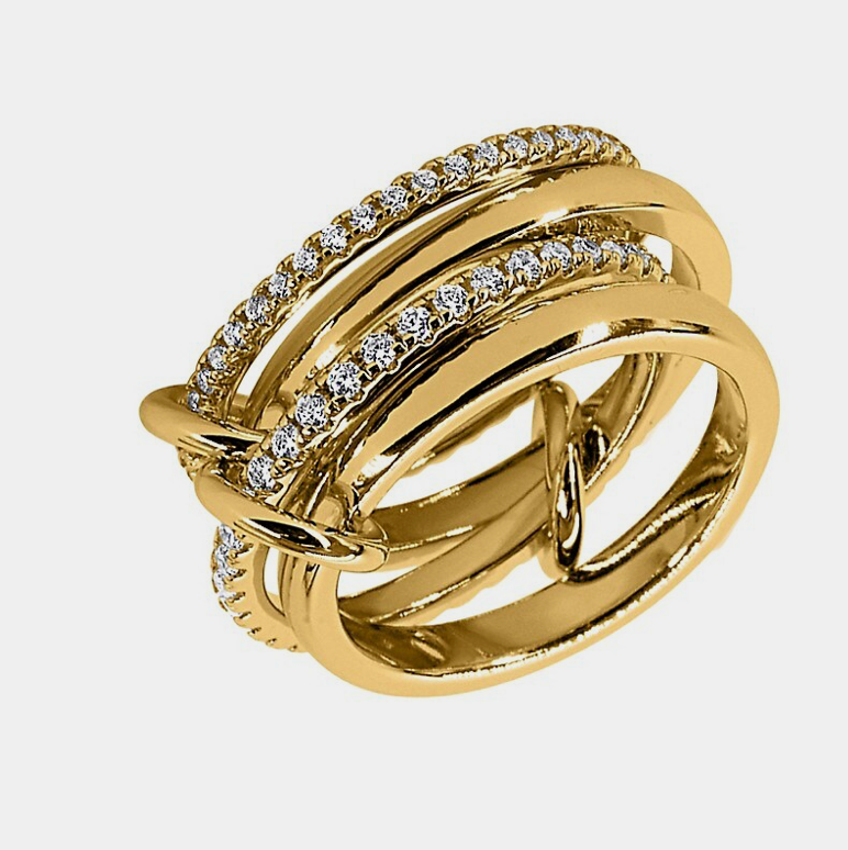 HoopLa Style - Multi Band Eternity Ring band- stacking bands: Yellow Gold / 8