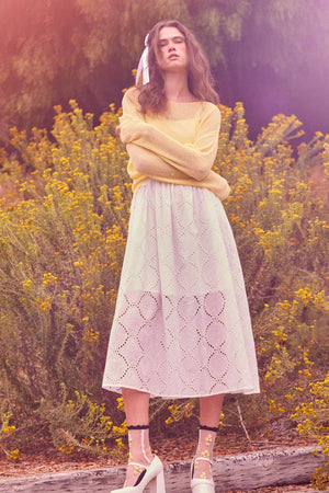 Lightweight Knit Loose-Fit Boatneck Sweater: Soft Lemon