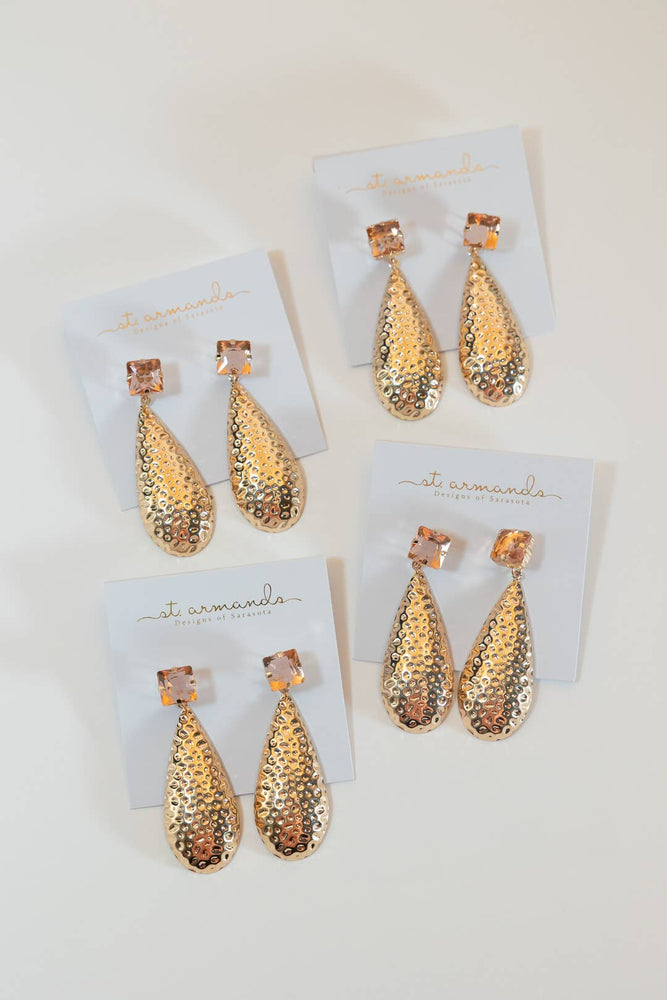 St Armands Designs of Sarasota - Rosé Bubbles Hammered Rose Gold Statement Earrings