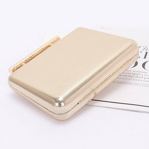 Metal Handle Top Case Clutch: Silver