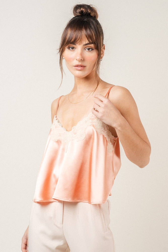 Peach Lace Slip Top