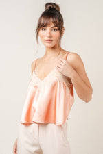 Peach Lace Slip Top