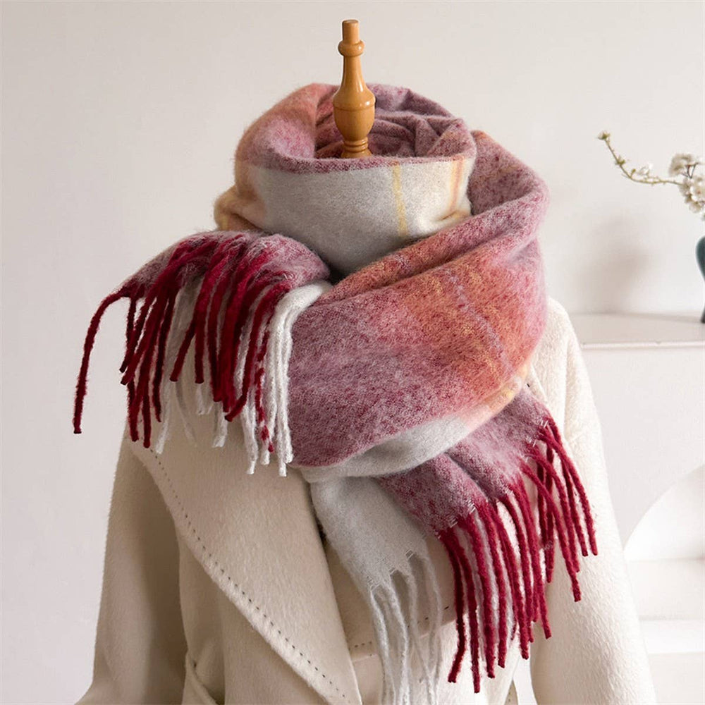 Soft Gradient Knit Tassel Scarf