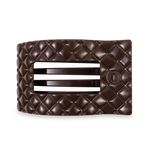 TELETIES - Flat Rectangle Hair Clip | Large | Truly Taupe Quilted