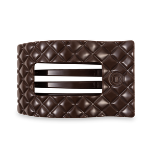 TELETIES - Flat Rectangle Hair Clip | Large | Truly Taupe Quilted