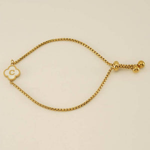 Initial Letter Four Leaf Clover Bracelet