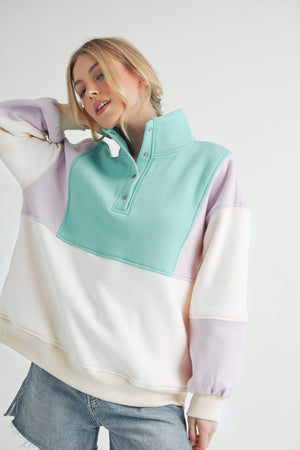 Glo Colorblock Pullover: Lilac Seafoam