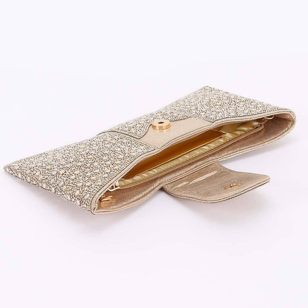 Rhinestone Party Clutch: Gold