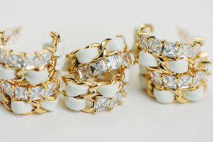 St Armands Designs of Sarasota - Vintage Chain Wrapped Leather Statement Hoop Earrings