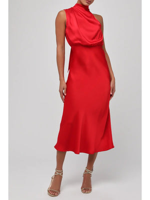 Dublin Red Satin Midi Dress