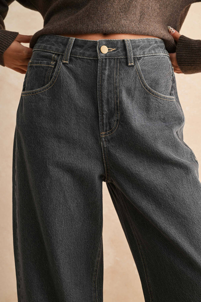 Cuffed Grey Wash Jean