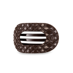 TELETIES - Flat Round Hair Clip | Medium | Truly Taupe Quilted