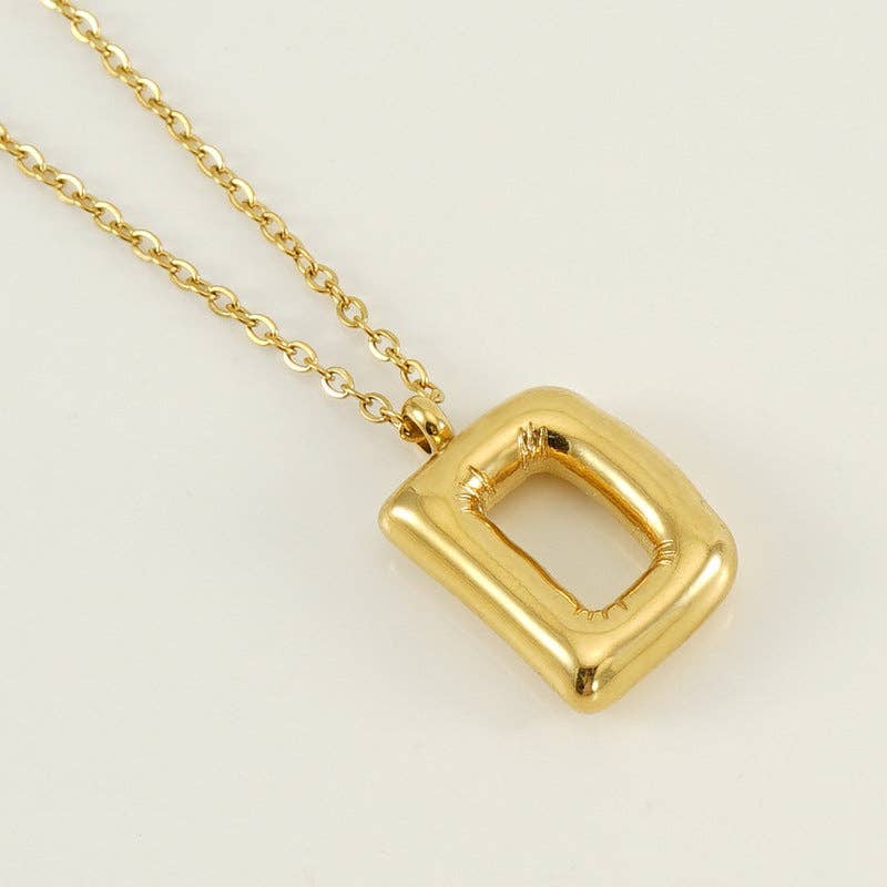 Bubble Shape Initial Pendant Necklace