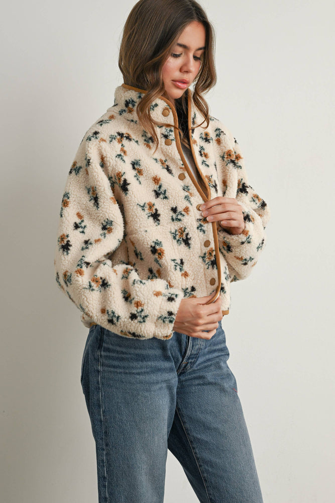 Floral Fluffy Fleece Jacket