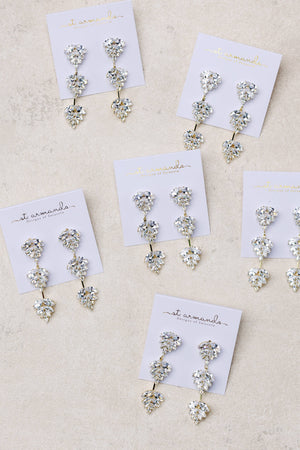 St Armands Designs of Sarasota - Gold Palm Diamond Drop Earrings