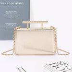 Metal Handle Top Case Clutch: Gold