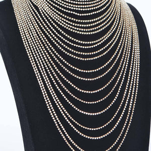 Silver Rhinestone Layered Necklace