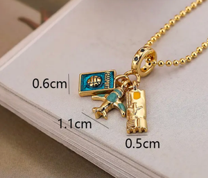 HoopLa Style - Charm Necklace - Travel Talisman Stainless Steel Necklace: Suitcase