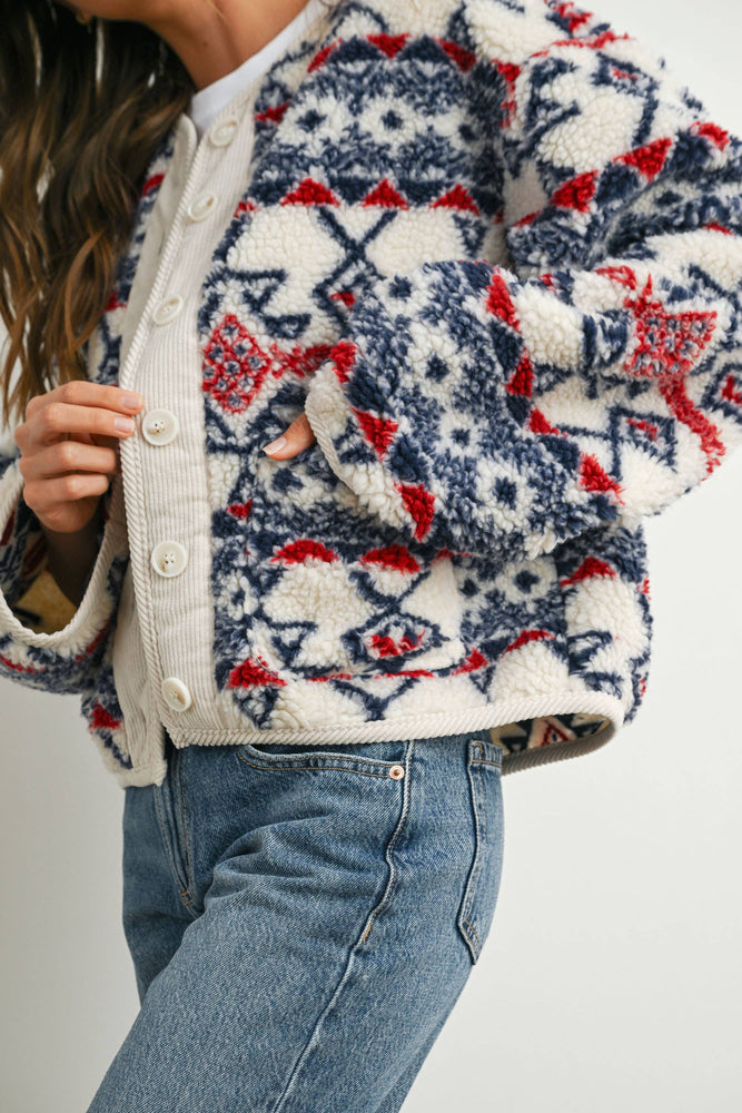 Cordoury and Fleece Long Sleeve Jacket