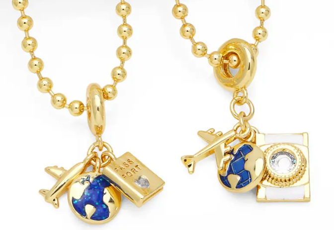HoopLa Style - Charm Necklace - Travel Talisman Stainless Steel Necklace: Suitcase