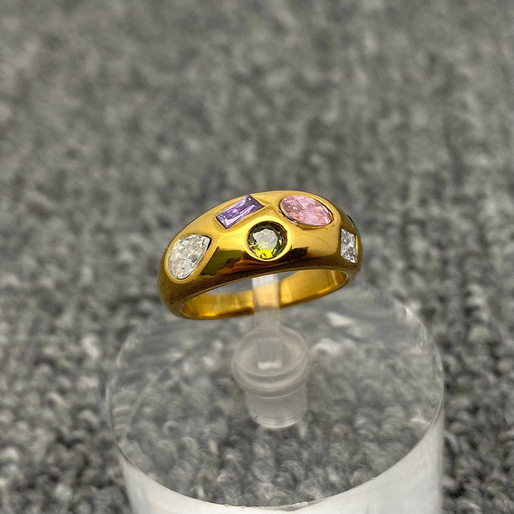 Colorful Zircon 18K Gold Plated Ring