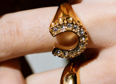 HoopLa - Lucky Horse Shoe- Steel and CZ 14K gold: 8