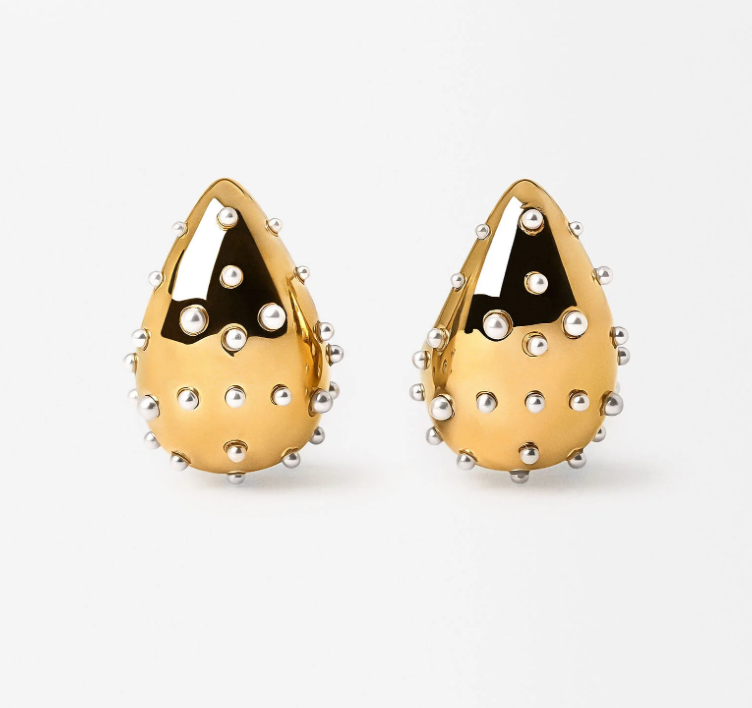 HoopLa - Icon Tear Drop-Stainless Steel and CZ: Yellow Gold