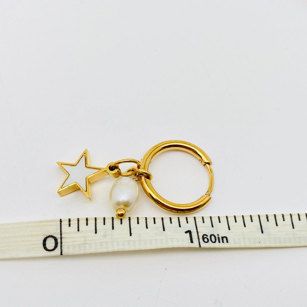 18K Gold-plated Stainless Steel Earrings Pearl Shell Pendant: Star