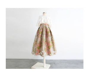 Easter Pink Floral Embroidered Skirt