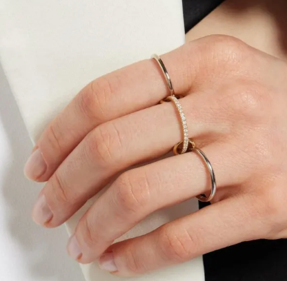 HoopLa - New Multi Band Eternity Ring -stacking bands- STEEL-sized: 3 / 8