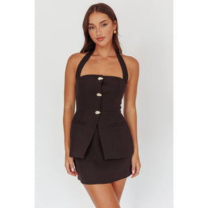 Black Halter Skirt Set