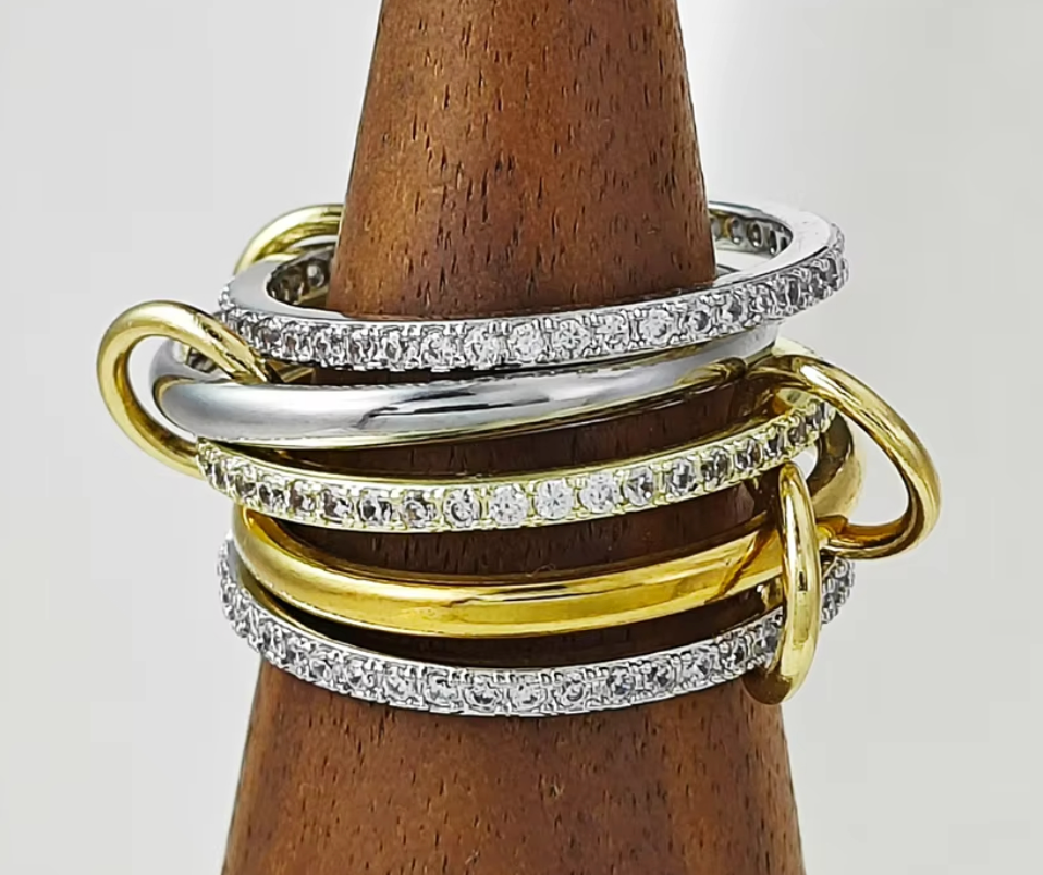 HoopLa - New Multi Band Eternity Ring -stacking bands- STEEL-sized: 3 / 8