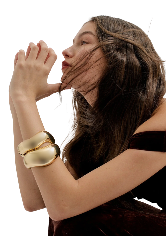 HoopLa - Editorial Hinge Bracelets 14K Gold PVD- Recycled : Yellow Gold / Wave