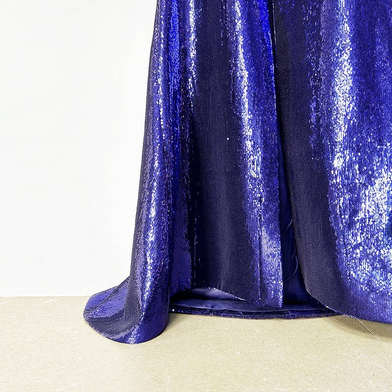 Deep Amethyst Handmade Sequin Mermaid Evening Gown with Front Slit