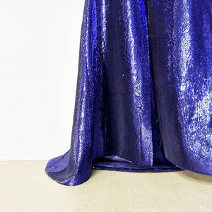 Deep Amethyst Handmade Sequin Mermaid Evening Gown with Front Slit