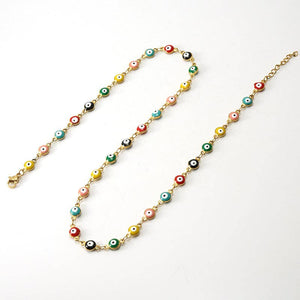 Enamel Evil Eye Gold-plated Stainless Steel Necklace