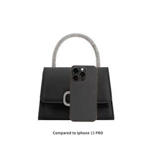 Melie Bianco - Sadie Black Satin Top Handle Bag