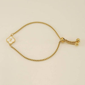 Initial Letter Four Leaf Clover Bracelet