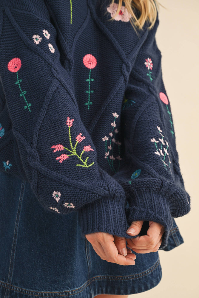 Wildflower Navy Sweater