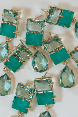 St Armands Designs of Sarasota - Amalfi Turquoise Ombre Gem Drop Statement Earrings
