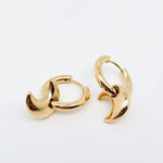Gold-plated Stainless Steel Moon Pendant Huggie Earrings