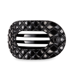 TELETIES - Flat Round Hair Clip | Large | Jet Black Quilted
